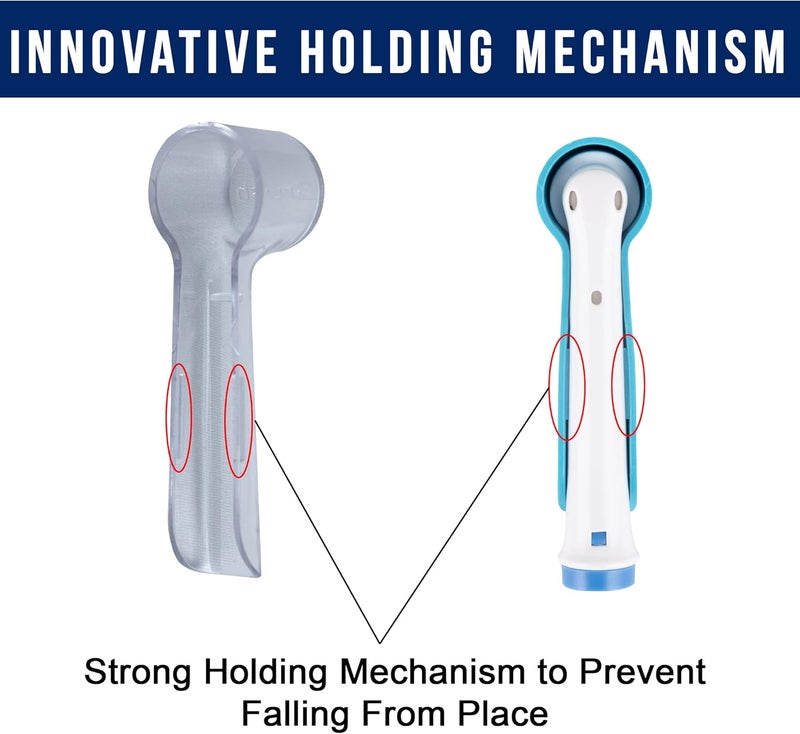 iBrush 4 Pack Protective Cover Cap Compatible with Oral B Replacement Heads, Fits for Cross Action Brush Heads and Pro 500, 1000, 1500 Electric Toothbrushes - Image 3